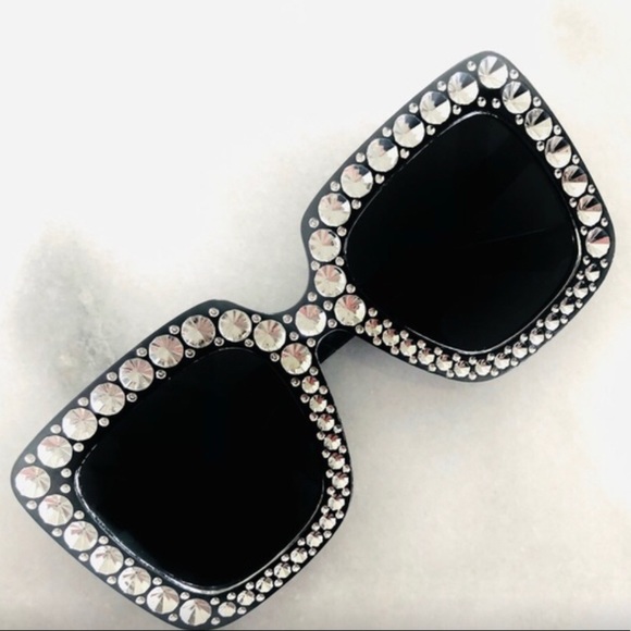 None Accessories - New Oversized Bedazzled Sunglasses